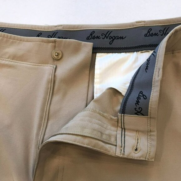 Ben Hogan Men's Flat Front 10 inch Golf Shorts in Tan Sz 38 Activewear Tennis - Picture 10 of 15